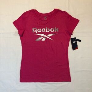 NWT Reebok Women’s Short Sleeve Pullover Stretch Beetroot Heather Pink T-Shirt S